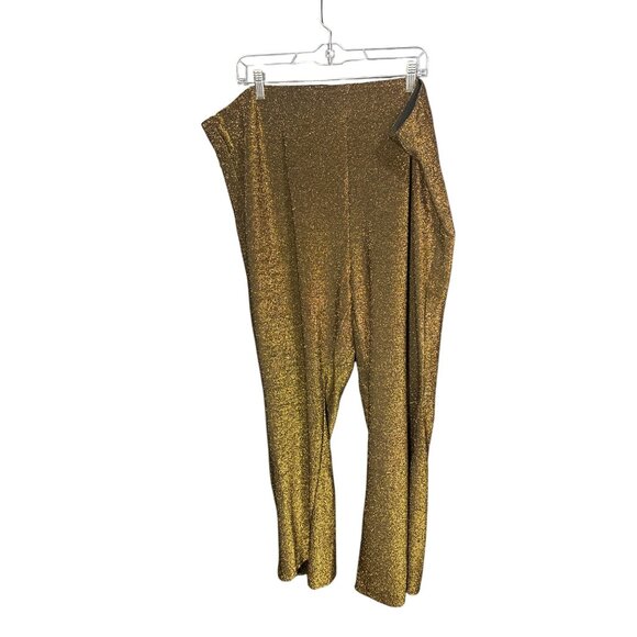 Torrid Sparkly Gold Pull-On Stretch Pants Size 4X Nylon/Polyester Blend - Picture 2 of 3